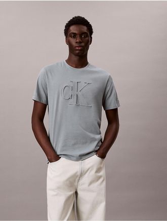 Calvin Klein Jeans Calvin Klein Mens Embossed Monogram Classic T-Shirt - Grey - 2XL