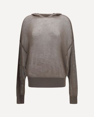 Rick Owens Felpa in maglia semi-trasparente con cappuccio Woman M