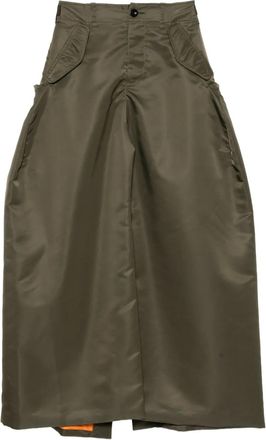 sacai wide buckled skirt - Green