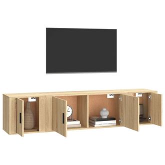 Berkfield Home Classic 3 Piece TV Cabinet Set Sonoma Oak Engineered Wood in Brown