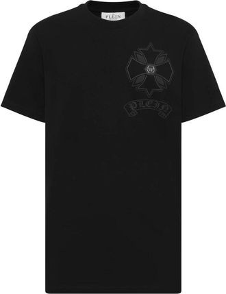 Philipp Plein Ronde hals T-shirt Puffy Chrome Crest - Heren - T-shirts - Zwart - XL - Katoen - Tops