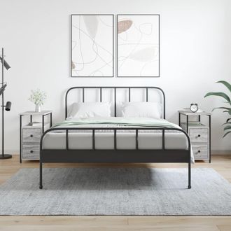 vidaXL Vidaxl - Mesitas Noche 2 Uds Madera Ingenier&iacute;a Gris Sonoma 30x60x60 Cm