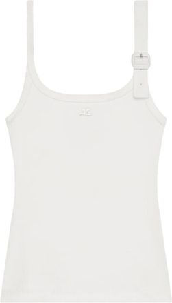 Courr&egrave;ges Tanktop met gespdetail - Wit