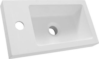 Marcel Breuer Solar Medium opbouw fontein 40 met 1 kraangat en links/rechts te plaatsen mineraalmarmer zijdeglans wit