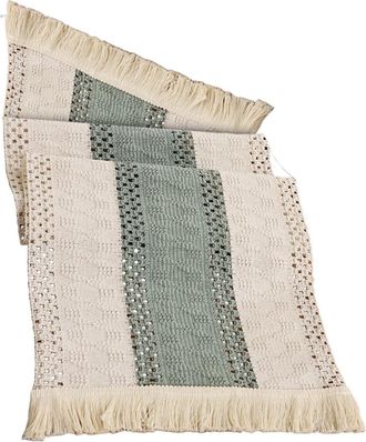 OEM Mantel Con Ribete De Borlas Artesanales, Decoraci&oacute;n - Verde