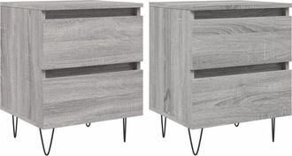 vidaXL Vidaxl - Bedside Cabinets 2 pcs Grey Sonoma 40x35x50 cm Engineered Wood