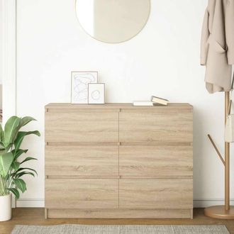 Berkfield Home Sideboard Sonoma Oak 100x35x76 cm Engineered Wood in Light Tan | Size: 100 x 35 x 76 cm