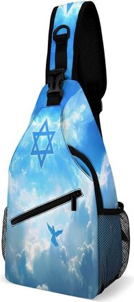 Generic Israeli Flag With Wings Mens Crossbody Chest Sling Bag for Travel Hiking Lightweight Shoulder Bags with Small Side