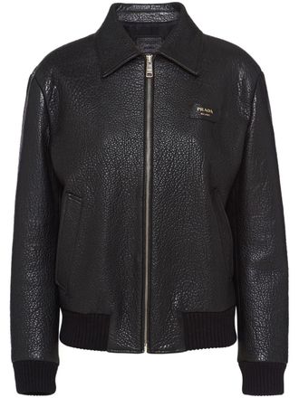 Prada crocodile-embossed leather jacket - Black