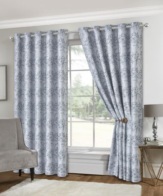 Lewis's Iris Eyelet Curtains - Silver - Width 90 x Drop 90 (229 x 229cm) | TJ Hughes