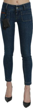 Dolce & Gabbana Womens Blue Slim Fit Cropped Mid Waist Denim Jeans Cotton Elastane Stretch Clothing