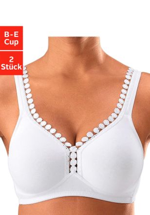 Petite Fleur Soft-BH PETITE FLEUR, Damen, Gr. 100, Cup B, schwarz (schwarz, wei&szlig;), Jersey, Obermaterial: 80% Baumwolle, 15% Viskose, 5% Elasthan, BHs Soft-BH, ohne