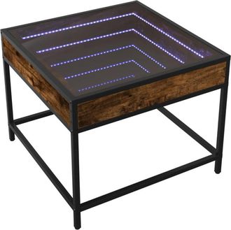 vidaXL Vidaxl - Mesa de centro con Infinity led roble ahumado 50x50x41 cm