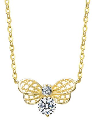 Rachel Glauber 14K Plated Cz Butterfly Necklace