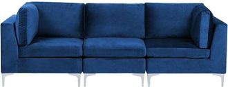 Beliani Beliani - Sofá 3 plazas de terciopelo azul marino asiento patas metal glamour Evja