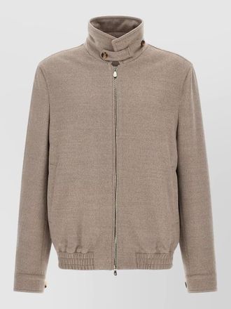 Brunello Cucinelli virgin wool single breasted bomber jacket