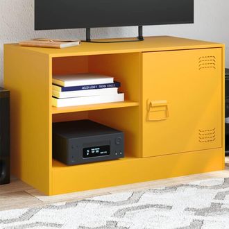 vidaXL Vidaxl - Mueble Para Tv De Acero Amarillo Mostaza 67x39x44 Cm
