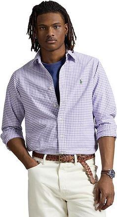 Polo Ralph Lauren Classic Fit Gingham Oxford Shirt Mens Clothing Aix Lavender Nevis : 2XL, Cotton