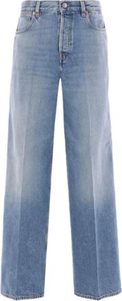 Gucci Jeans, Dames, Blauw, W29, Katoen, Blauwe Wide Leg Jeans Aw 25