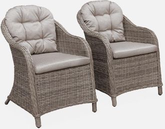 Sweeek Sill&oacute;n De Jard&iacute;n Redondo De Resina Trenzada, Set De 2