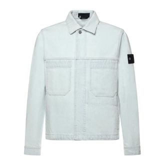 Stone Island Light Jackets, male, Blue, Size: M Denim Jacket