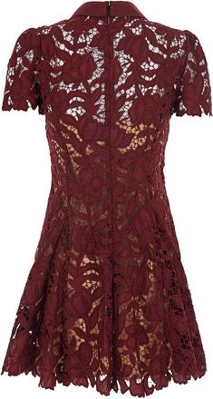 Self Portrait Womens Mini Dress Burgundy Tech Fabric