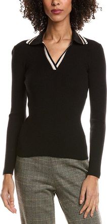 T Tahari Collar Rib Polo Sweater