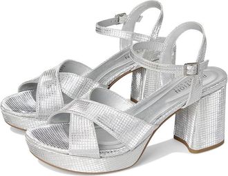 Kenneth Cole Reaction Reeva Platform Womens Shoes Silver Grid Metallic : 7.5 M, Textile