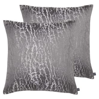 Prestigious Textiles Hamlet Cushions (Twin Pack) - Dark Grey - Size 50 cm x 50 cm