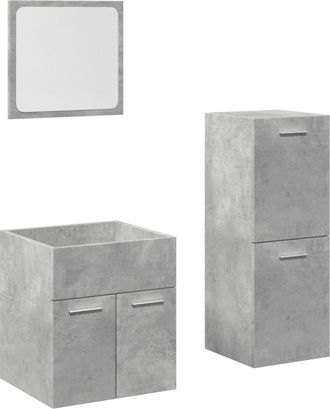 vidaXL Vidaxl - Set Muebles De Ba&ntilde;o 2 Piezas Madera Contrachapada Gris Hormig&oacute;n