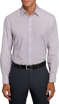 W.R.K Slim Fit Stripe Dot Performance Dress Shirt in Khaki at Nordstrom, Size 15.5 - R