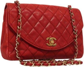 Chanel Pre-owned Leather chanel-bags - Dames - Vintage Schoudertas - Rood - ONE Size - Vintage