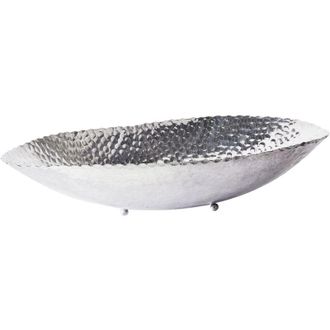 Beliani Beliani - Plato decorativo con forma de hoja de metal plateado 80 cm decoraci&oacute;n glamour Ibrash