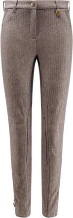 Burberry Slim-fit Trousers, female, Brown, XS, Casual Trousers with Snap Closure