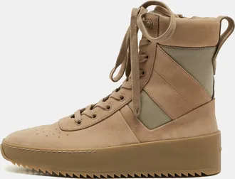 Fear of God Beige Nubuck Leather And Canvas Military Sneakers