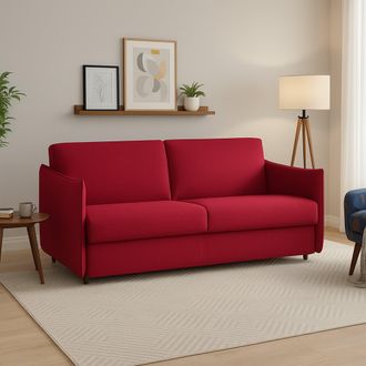 Dmora Sof&aacute; Fijo 3 Plazas Severo, Desenfundable, Lavable Hecho En Italia, Brazos, 200x95 Cm Rojo