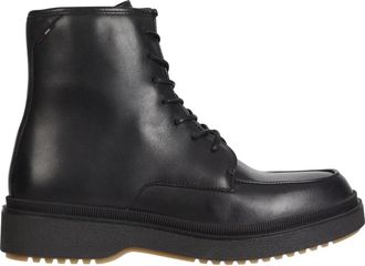 Tommy Hilfiger Premium Gekartelde Veterlaarzen - Heren - Veterlaarzen - Zwart - 41 EU - Leer - Schoenen