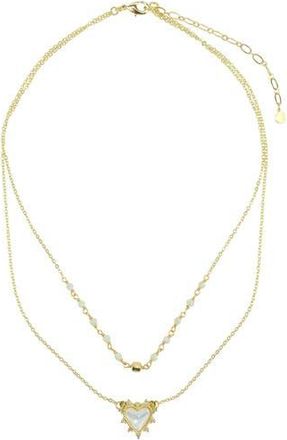 Panacea Faux Pearl Heart Pendant Layered Necklace in White at Nordstrom Rack