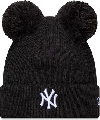 New Era Womens Winter Double Bobble Beanie - NY Yankees Black
