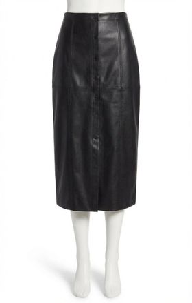 Z Supply Reine Faux Leather Midi Skirt In Black