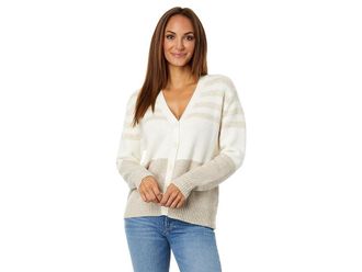 Splendid Genevra Cardigan Womens Sweater Neutral Stripe : LG (Womens 10-12), Acrylic/Cashmere/Cotton