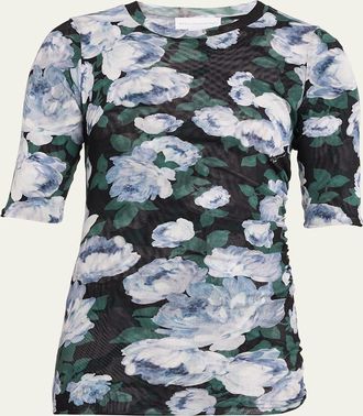 Stella McCartney Bunch Of Roses Mesh Short-Sleeve T-Shirt