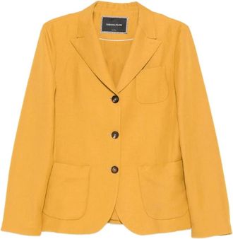 Fabiana Filippi Linnen Blend Enkelrijig Blazer - Dames - Blazers - Geel - XS - Linnen - Jassen