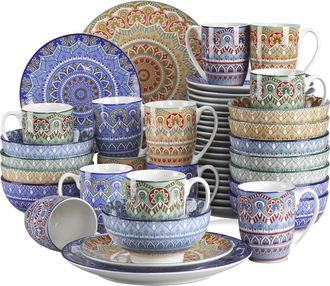 OEM Juego De Vajilla De Cer&aacute;mica Con Estampado De Mandala Bohemio, Disponible En Colores Surtidos Y Azul