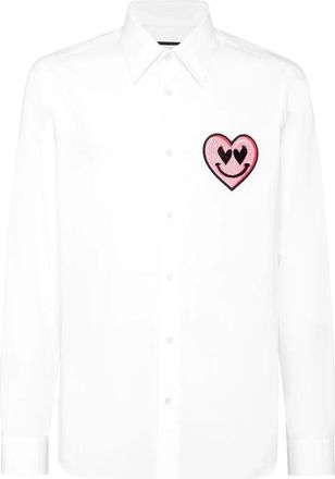 Philipp Plein Shirt Sugar Daddy Cut LS Patches - Heren - Zakelijke Overhemden - Wit - S - Katoen - Overhemden