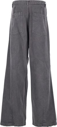 Wooyoungmi Mens Grey Cotton Pants With Belt Loops Trousers