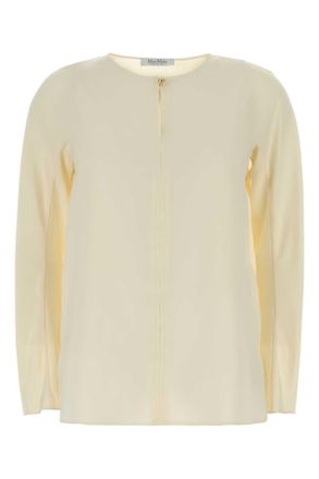 Max Mara Ivory Stretch Silk Mitico Blouse