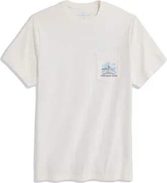 Vineyard Vines Chasing Summer Graphic Pocket T-Shirt in Marshmallow at Nordstrom, Size Xx-Large