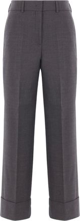 Incotex Wollen broek met omgeslagen pijpen - Grijs