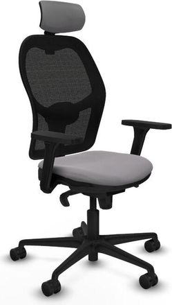 Piqueras y Crespo Piqueras Y Crespo - Jorquera Sincro Malla Negra Similpiel Gris Brazos 3d Base Nailon Cabecero 2d Ruedas 65mm Nailon